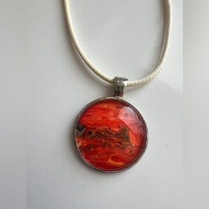 ‼️5/$25‼️ Orange and Silver Pendant Necklace